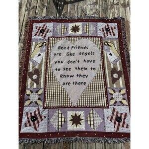48” X 58” Good Friends Are Like Angels  Throw Blanket Tapestry With Tags